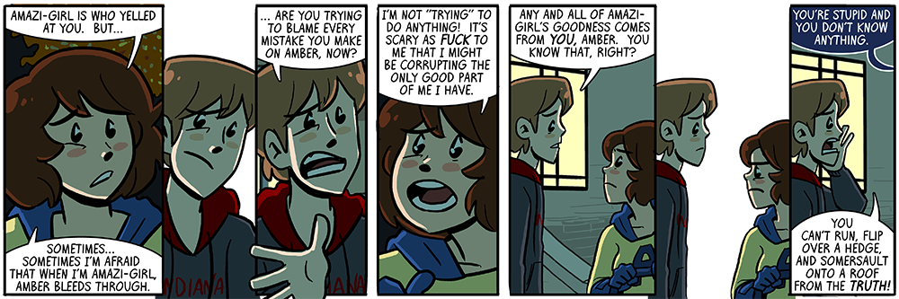 yes, in that last panel, she's still amber