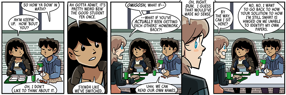 sal gets 'her' papers back, there's dinosaurs drawn all over them and she's like yeah that checks out