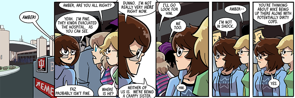 my 'not in shock' t-shirt raising a lot of questions already answered by my t-shirt