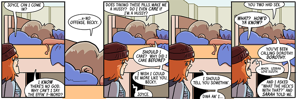 remember, the 'lesbian' modifies 'love,' not 'sleuth' 