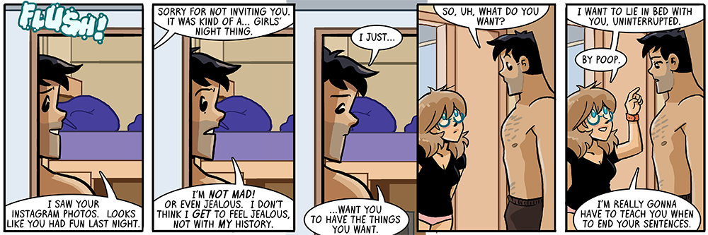 before 'poop,' usually 