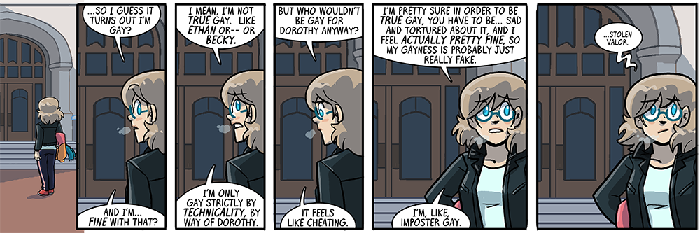 sad, gay joyce in snow